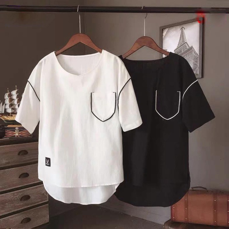 Áo thun  nam vạt bầu túi mí chất cotton co giãn 4 chiều mát có ảnh thật