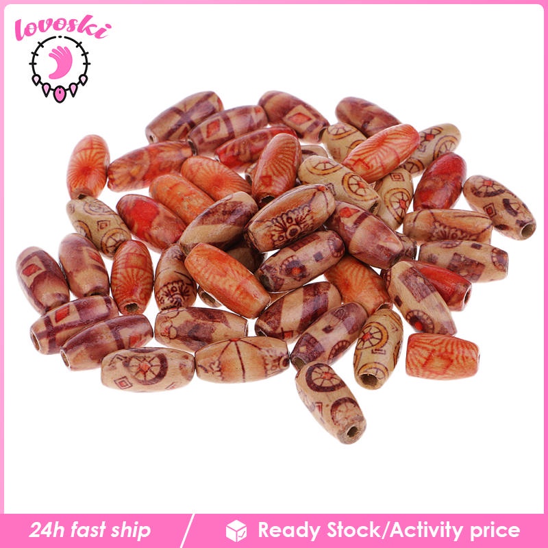 Set 50 Hạt Gỗ 15mm Làm Trang Sức Phong Cách Châu Âu