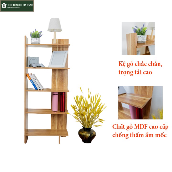 Kệ Góc Tường 5 Tầng Gỗ Ép Cao Cấp Bền Đẹp - Sang Trọng - Tiện Lợi, Kệ Góc Tường 5 Tầng (Kích Thước 150*50*30 cm)