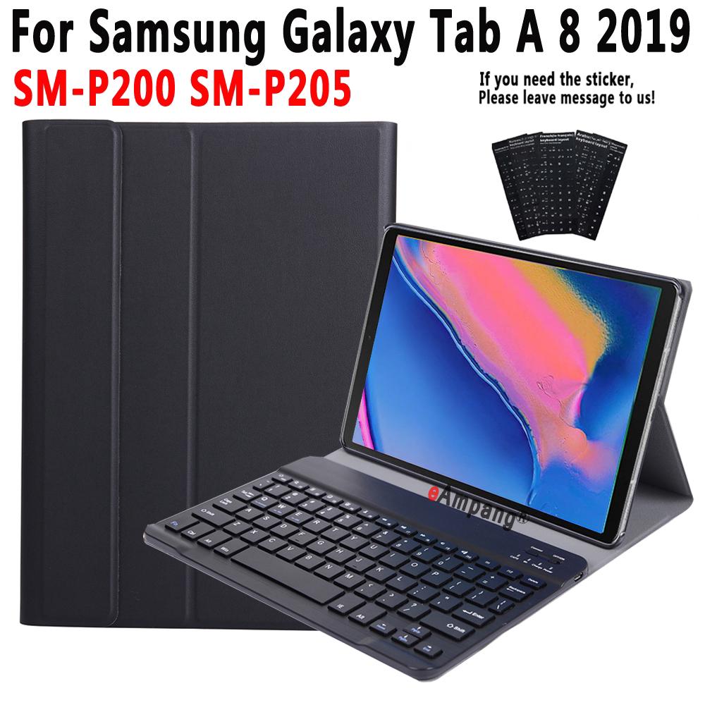 Samsung Galaxy Tab A 8 Plus 2019 SM-P200 SM-P205 P200 Wireless Bluetooth Keyboard Ultra Thin PU Leather + ABS Keyboard