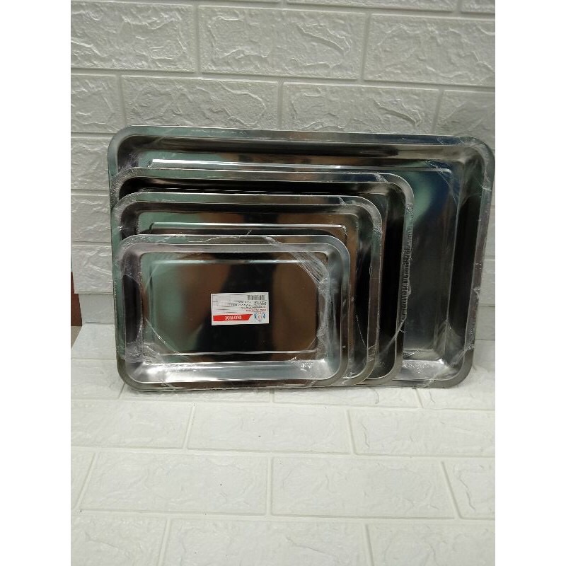 Khay inox hình chữ nhật sâu 4 cm dùng đựng thực phẩm có 3 size