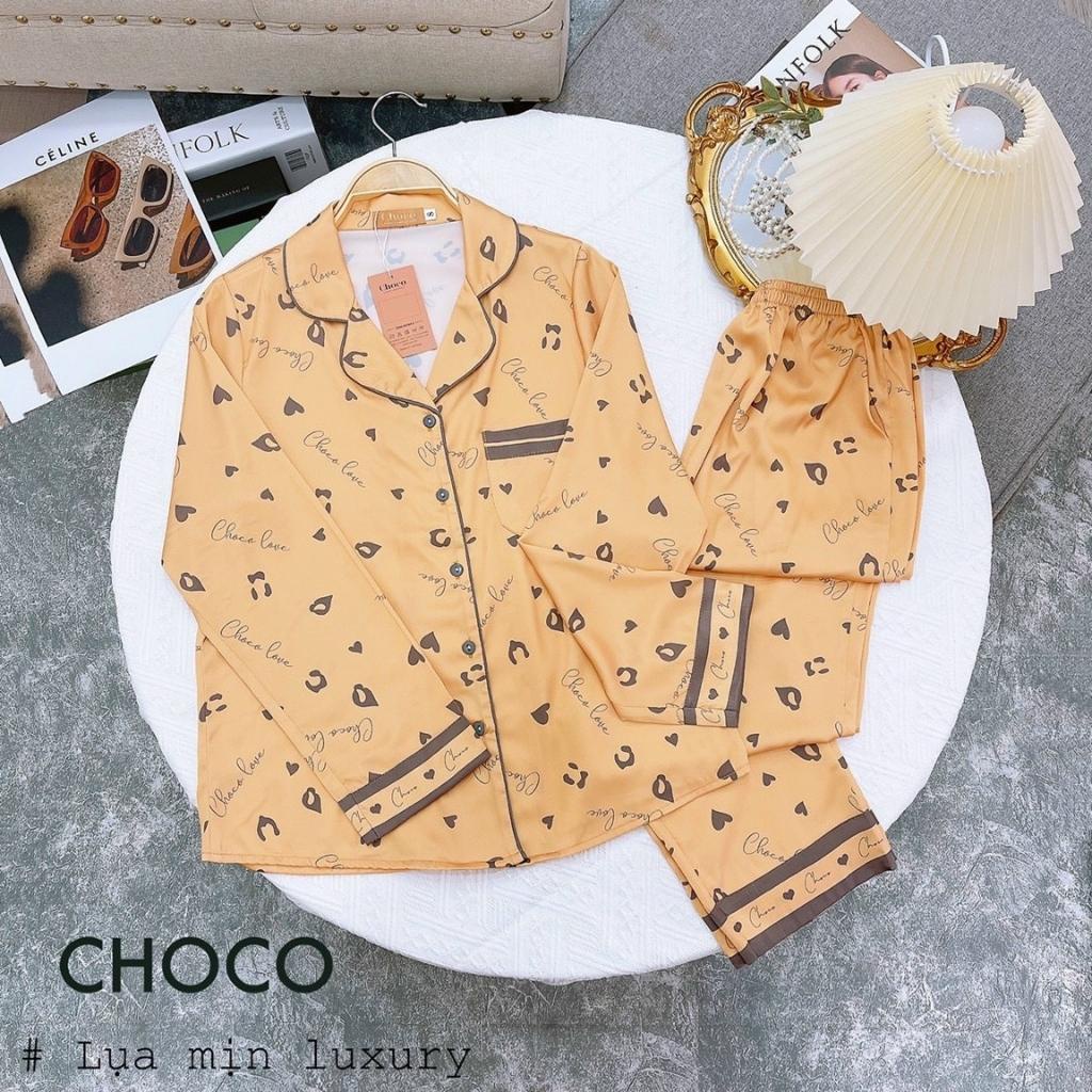 Bộ Pijama Dài Tay- Bộ Mặc Sau Sinh Ở Cữ - Đồ Nữ Mặc Nhà  cao cấp chất lụa mịn, lụa satin Choco Pijama (Hàng Loại 1)