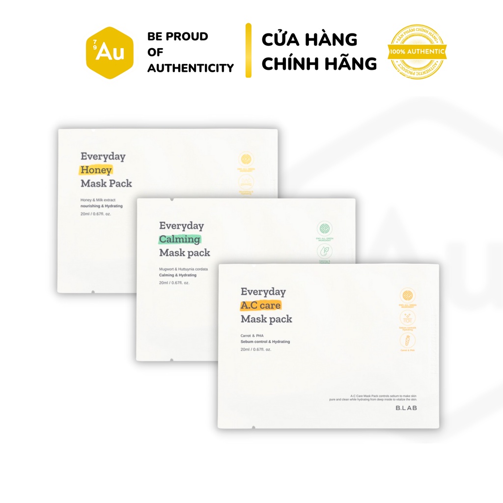 B.LAB | Mặt Nạ Giấy Dịu Nhẹ Đa Chức Năng Với 3 Loại - Everyday Calming Mask Pack [Hàng Chính Hãng từ B.LAB]