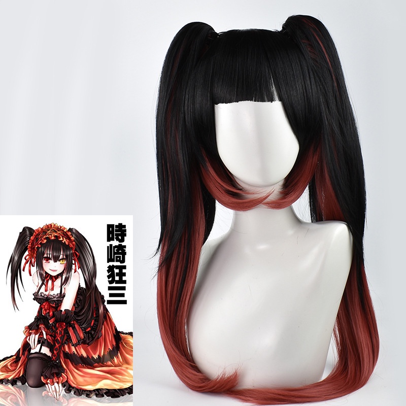 Gradient Đen Đỏ Tóc Giả Cho Tokisaki Kurumi Cosplay Tóc Giả