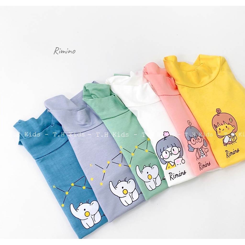 Áo dài tay thun lạnh cổ 3p in hình cute cho bé Rimino