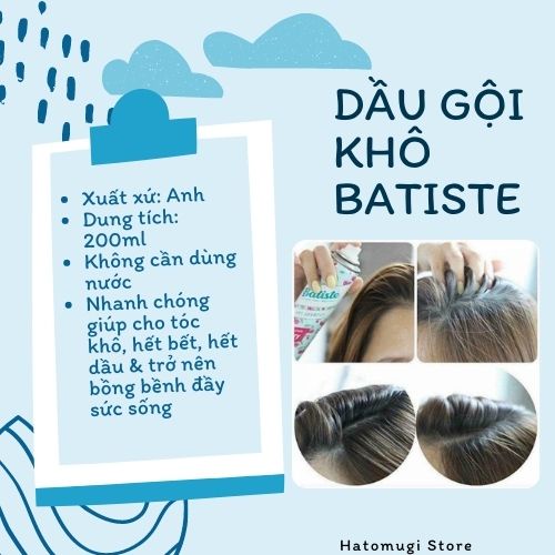 [Chính_Hãng] Dầu Gội Khô Batiste Dry Shampoo 200ml | Hết Ngứa, Hết Bết Dính Tóc, Bồng Bềnh Tức Thì