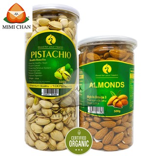 Combo Hạt Dẻ Cười Mỹ Không Tẩy Trắng 500gr - Hạnh Nhân Tách Vỏ Nguyên Vị Mỹ 500gr