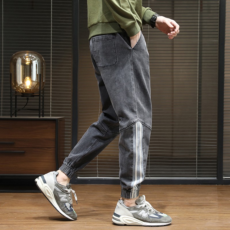 Quần Jean jogger (bò) nam phong cách Hip-hop hơi hướng Hàn Quốc họa tiết kẻ sọc | BigBuy360 - bigbuy360.vn