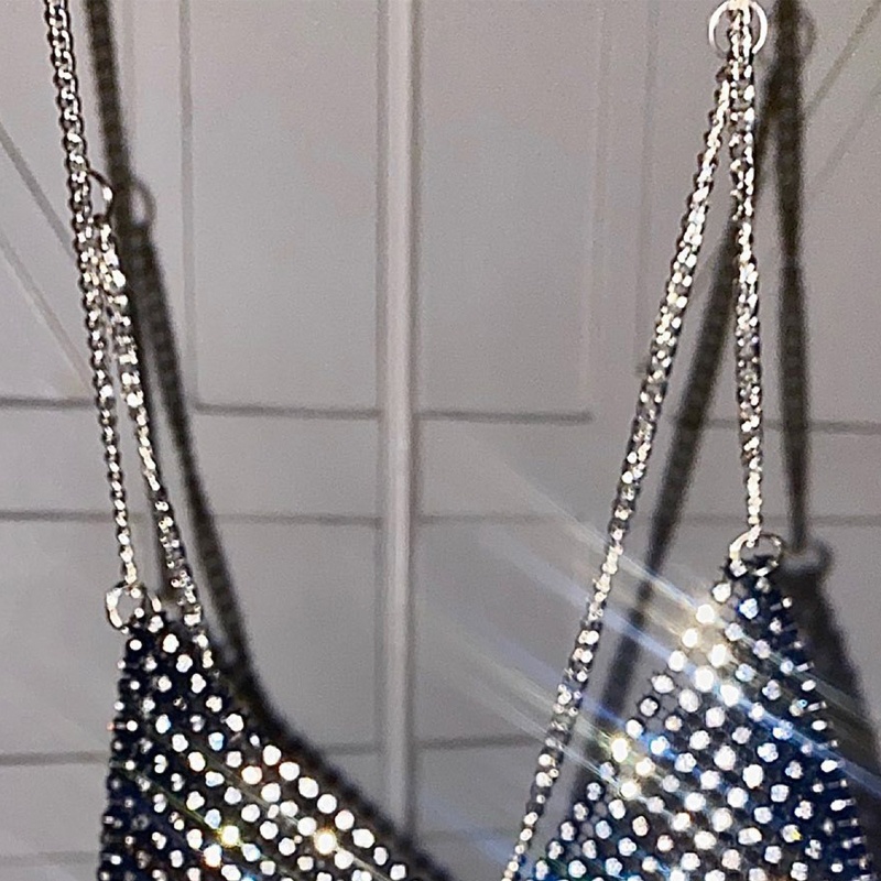 Brroa Áo Ngực Dây Xích Tua Rua Đính Đá Pha Lê Lấp Lánh Quyến Rũ Cho Nữ Đi Tiệc Bãi Biển H