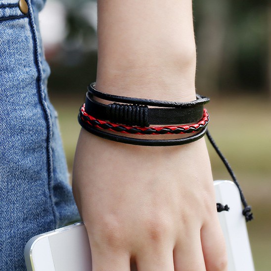 Vòng đeo tay dây da handmade nam nữ thủ công - Mã VTDA The Collar Box