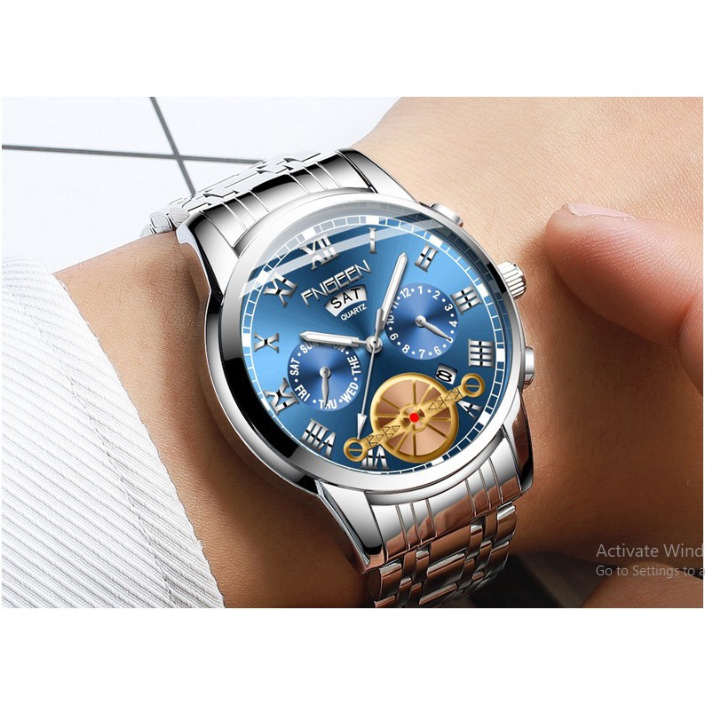 Đồng hồ đeo tay nam thép không rỉ chống nước Fngeen lịch ngày tháng