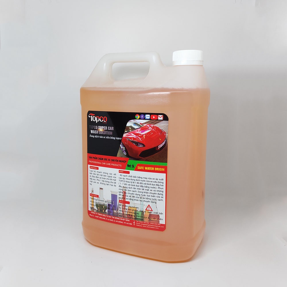 Nước rửa xe bọt tuyết siêu bóng, tạo hiệu ứng lá sen Topco chống bám nước sơn xe 5 lít Nhật Bản Mart