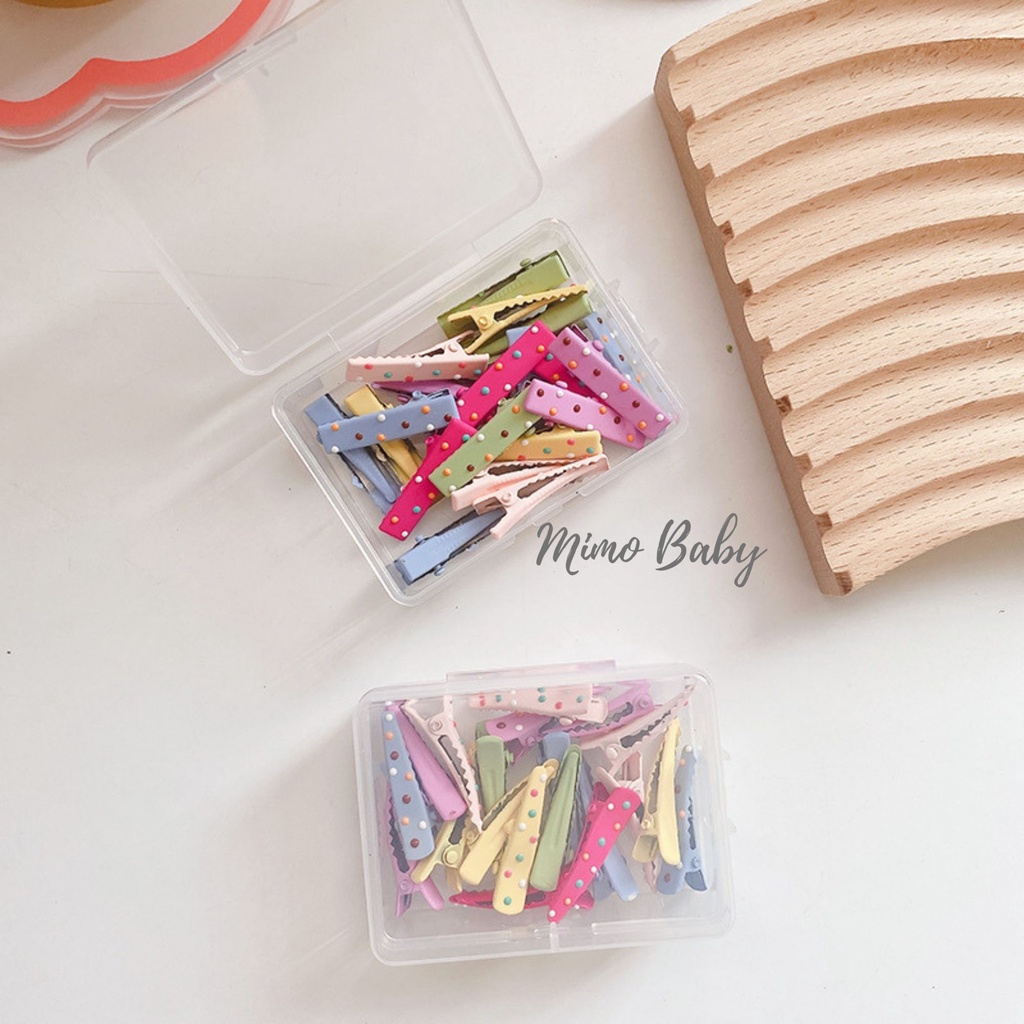 Hộp kẹp mini hình tai thú, kẹp trơn màu sắc dễ thương cho bé gái Mimo baby KT19