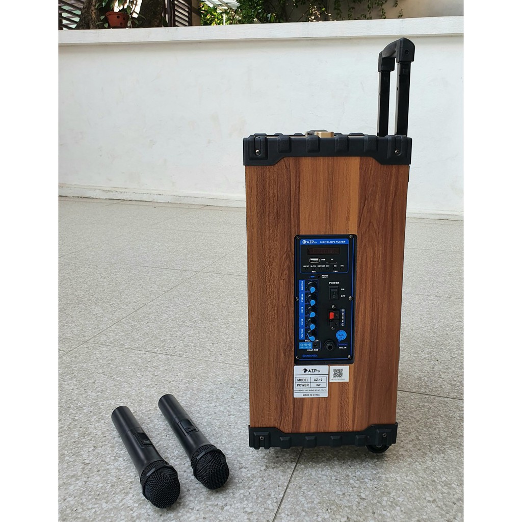 Loa kéo karaoke mini AZPro Bass 25 bluetooth Loa kẹo kéo di động thùng gỗ