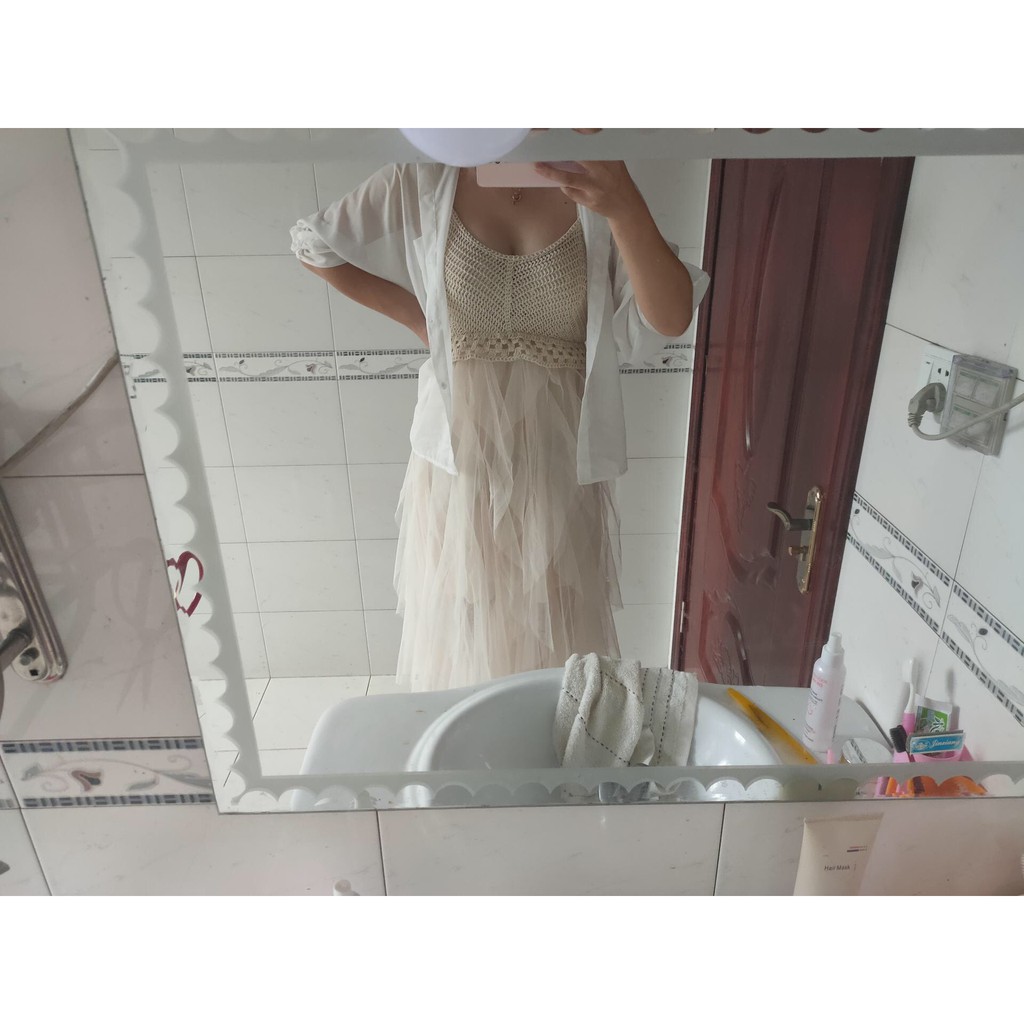 ♥️Đầm,Váy Len Tua Rua Hai Dây4 màu Fzsize Maxi đi biển