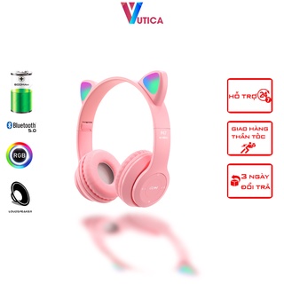 Tai nghe  bluetooth chụp tai mèo b39 có míc chồng ồn led 5 màu kết nối V5.0 gấp gọn tiện lợi, âm thanh HiFi