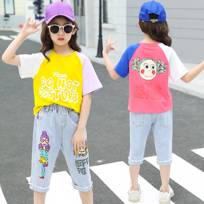 Set áo sơ mi + quần jeans cho bé gái