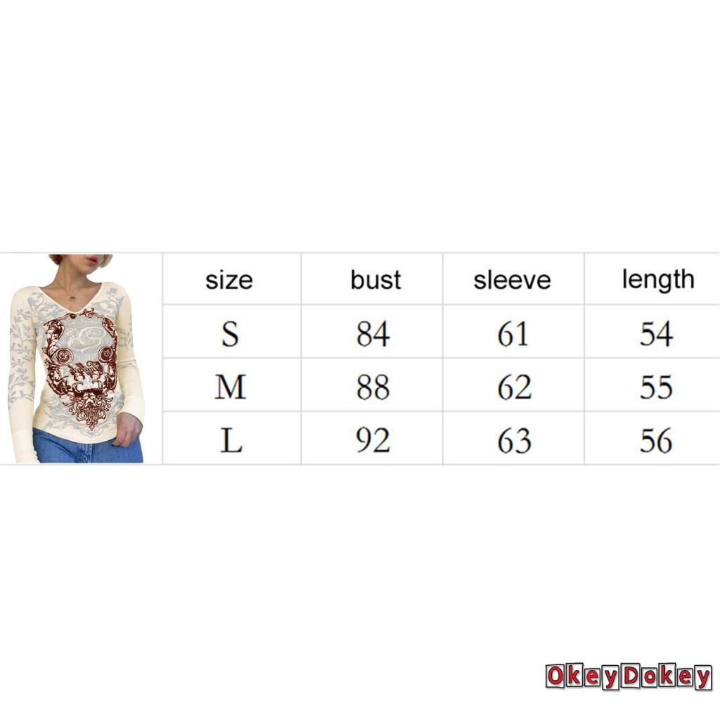 Áo Thun Tay Dài Cổ Chữ V In Họa Tiết Fairycore Grunge y2k Phong Cách Vintage Dành Cho Nữ