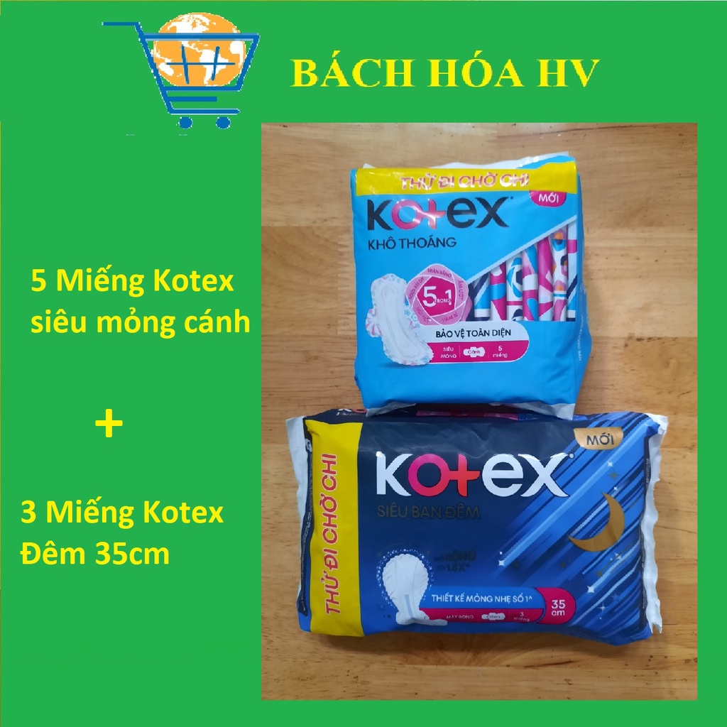 Combo 1 gói Kotex siêu mỏng cánh &amp; 1 gói Kotex đêm 35cm - BACH HOA HV