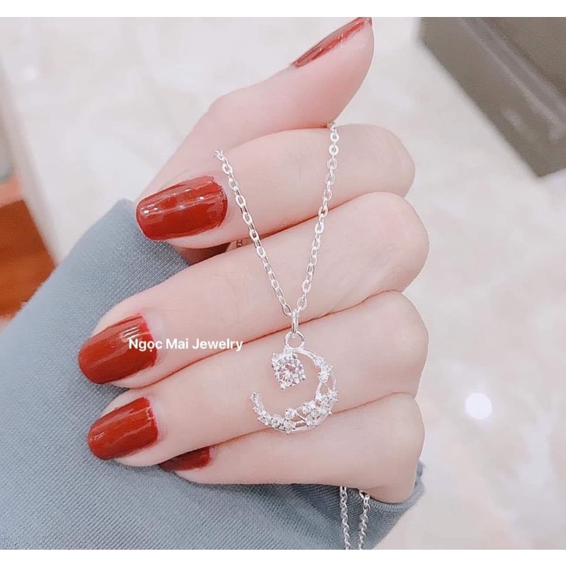 Dây chuyền mặt trăng khuyết bạc ta 2 màu xinh xắn rẻ đẹp xịn - Ngọc Mai Jewelry