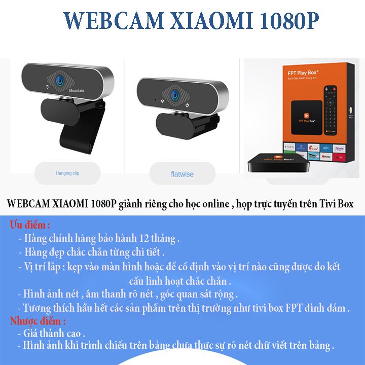 Webcam cho Máy tính , Laptop Tích Hợp Míc , Webcam Máy Tính Hỗ Trợ Học Online, Họp Trực Tuyến, Để Bàn- Bảo hành 12 Tháng