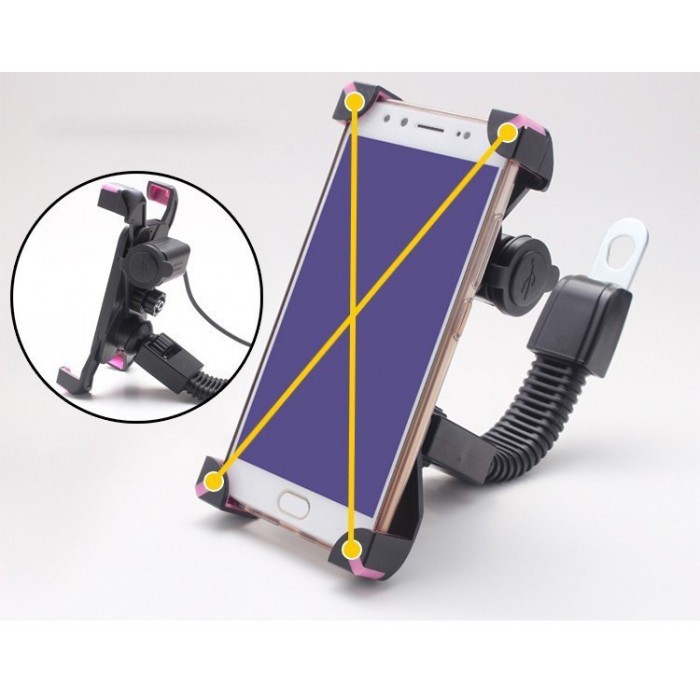 Giá Đỡ Kẹp Điện Thoại 2 In 1 Gắn Trên Xe Máy Có Đầu Sạc Điện Thoại Cổng Usb | BigBuy360 - bigbuy360.vn