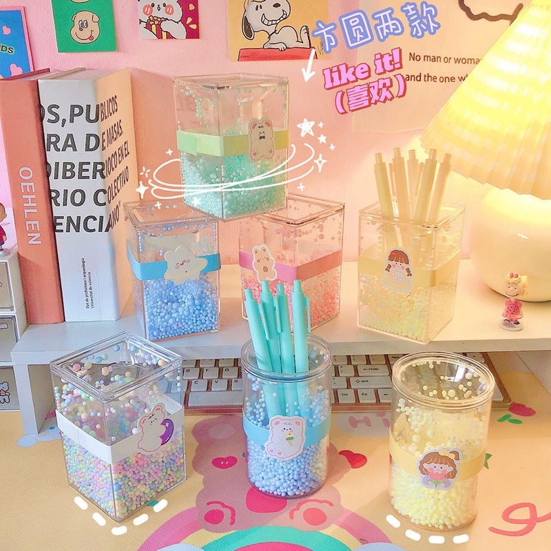 Giá Đỡ Bút Chì / Cọ Trang Điểm Để Bàn Bằng Acrylic Tiện Dụng Cho Học Sinh