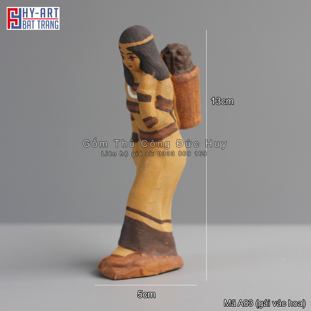 Tượng gốm Sơn nữ dân tộc phụ kiện trang trí tiểu cảnh hòn non bộ bể cá chậu cây bonsai