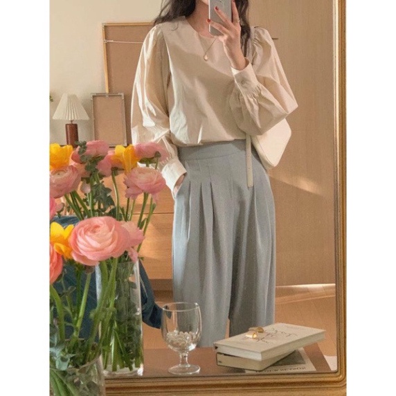 Sơ mi nữ dài tay hàn quốc,Sơ mi thô dài tay nữ tính rhstore
