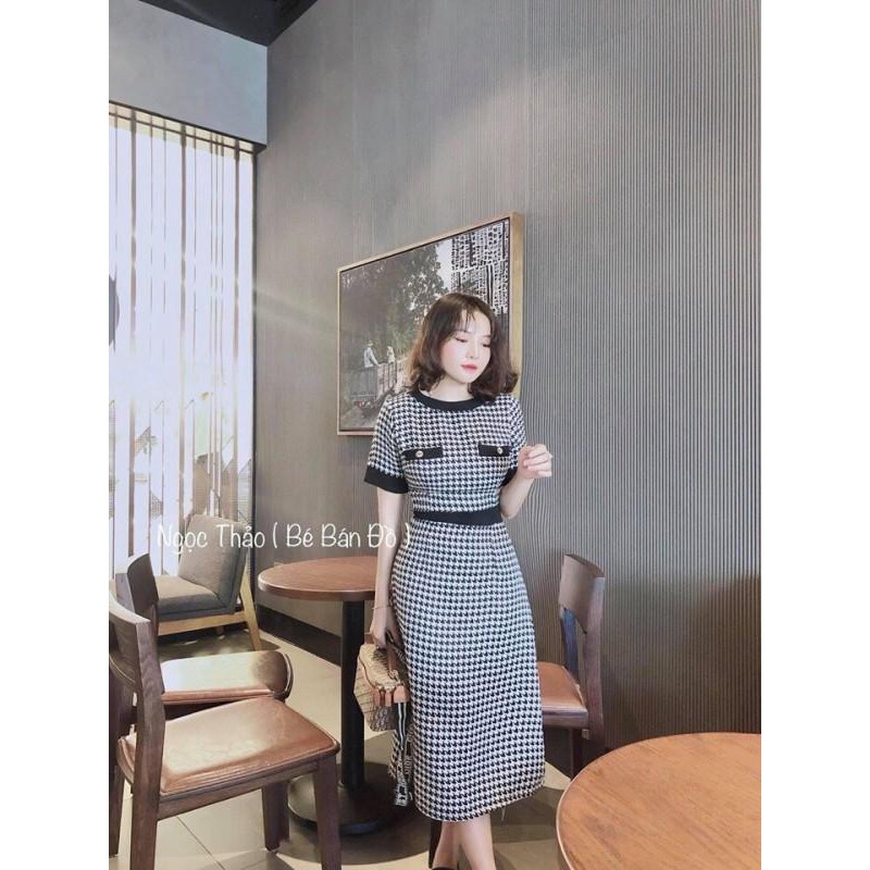 (Bỏ sỉ) Đầm xòe caro viền đen, fom chuẩn, bao chât, dễ thương, xinh xắn mã 1F2705240