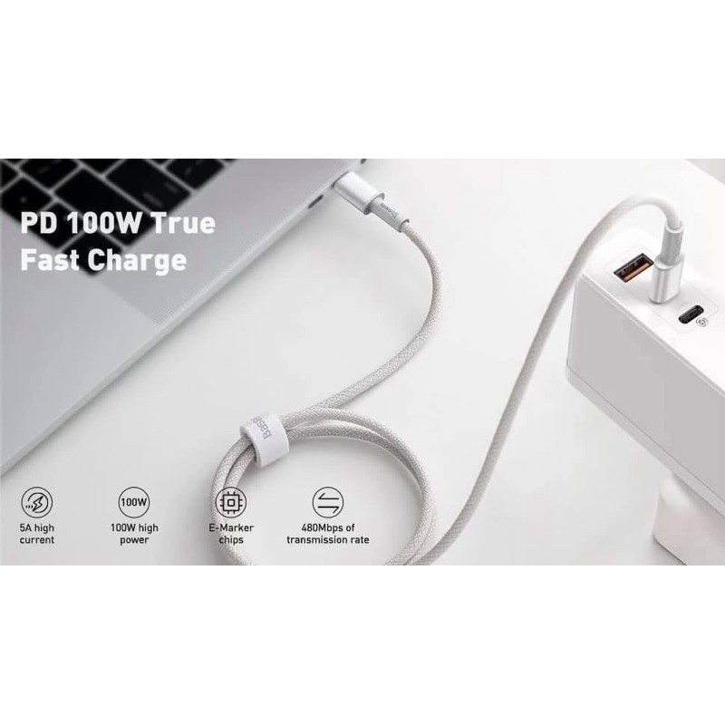Cáp sạc nhanh siêu bền usb TYPE-C to TYPEC bọc vải siêu bền 100W sạc nhanh PD cho Laptop