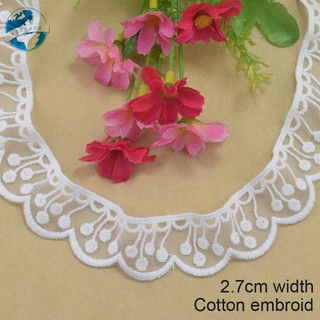 2.7cm rộng cotton thêu ren cạnh ren vải guipure diy trims mini váy ren ruy băng may mặc Phụ kiện 4130
