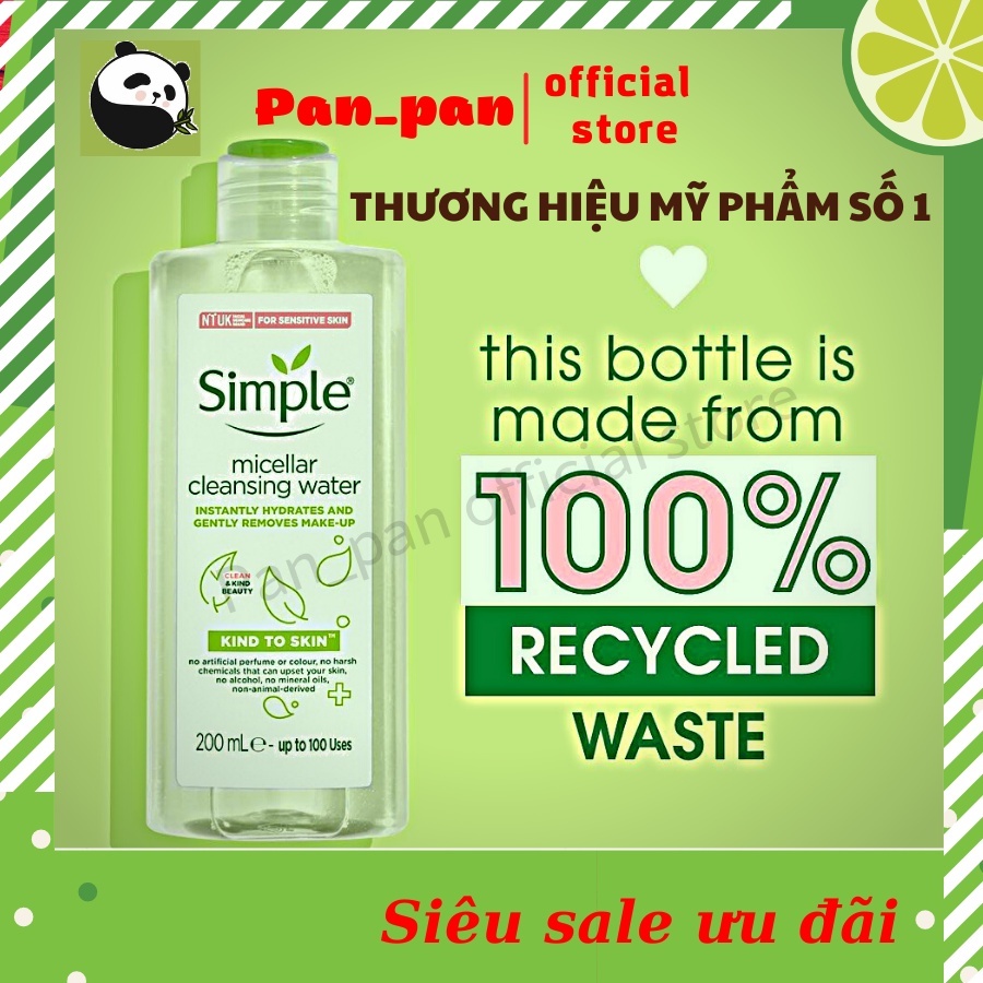 Nước tẩy trang Simple Micellar Cleansing Water 200ml