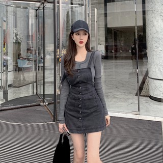 (ORDER) Váy yếm Demi dáng chữ A ôm body gợi cảm style Hàn Quốc retro