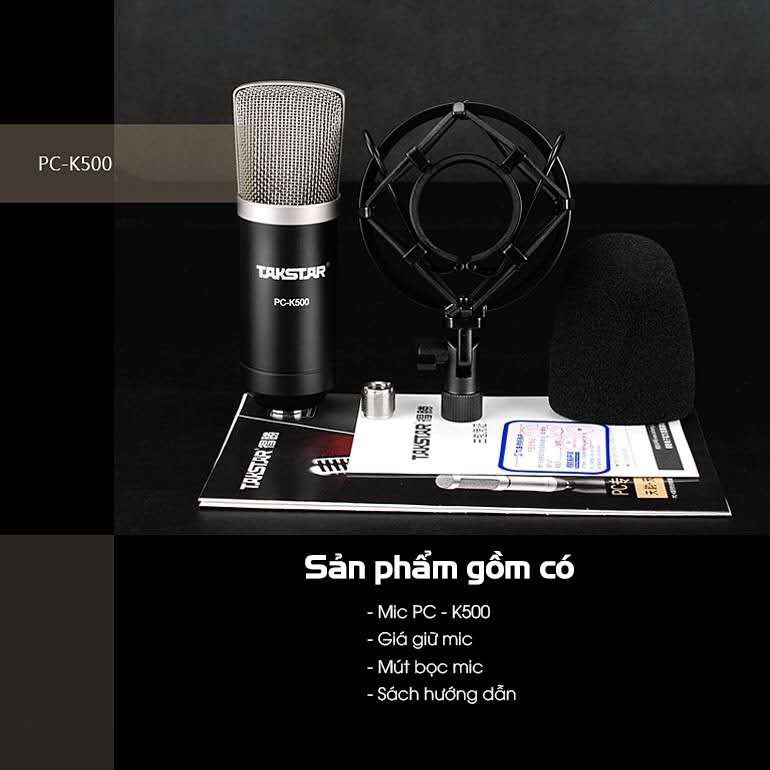 Micro thu âm TAKSTAR PC K500, MIC chuyên nghiệp hát karaoke, mic hát livestream, BẢO HÀNH 12 THÁNG