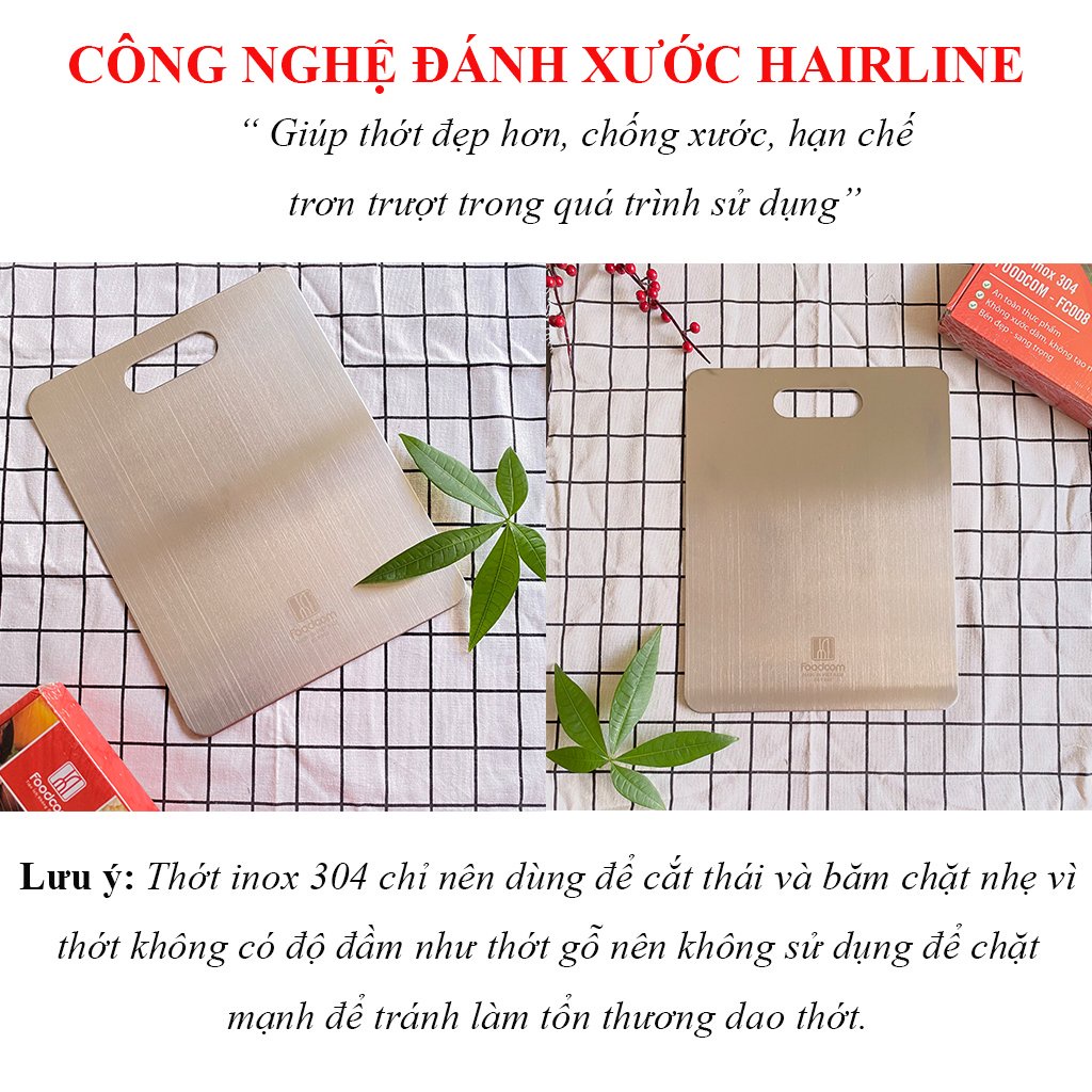 Thớt inox 304 cao cấp kháng khuẩn chính hãng Foodcom, chống ẩm, kháng khuẩn, bền đẹp, sang trọng- BH 10 năm