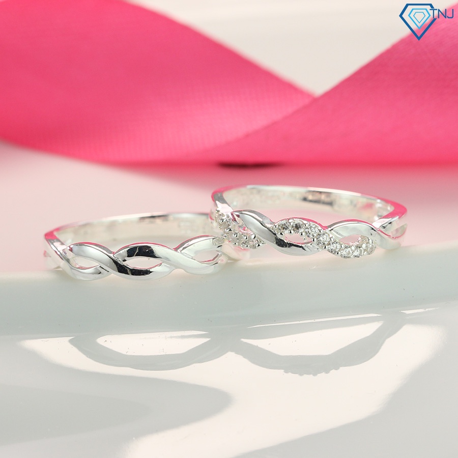 Nhẫn cặp đôi vô cực bằng bạc khắc tên theo yêu cầu ND0427 Trang Sức TNJ