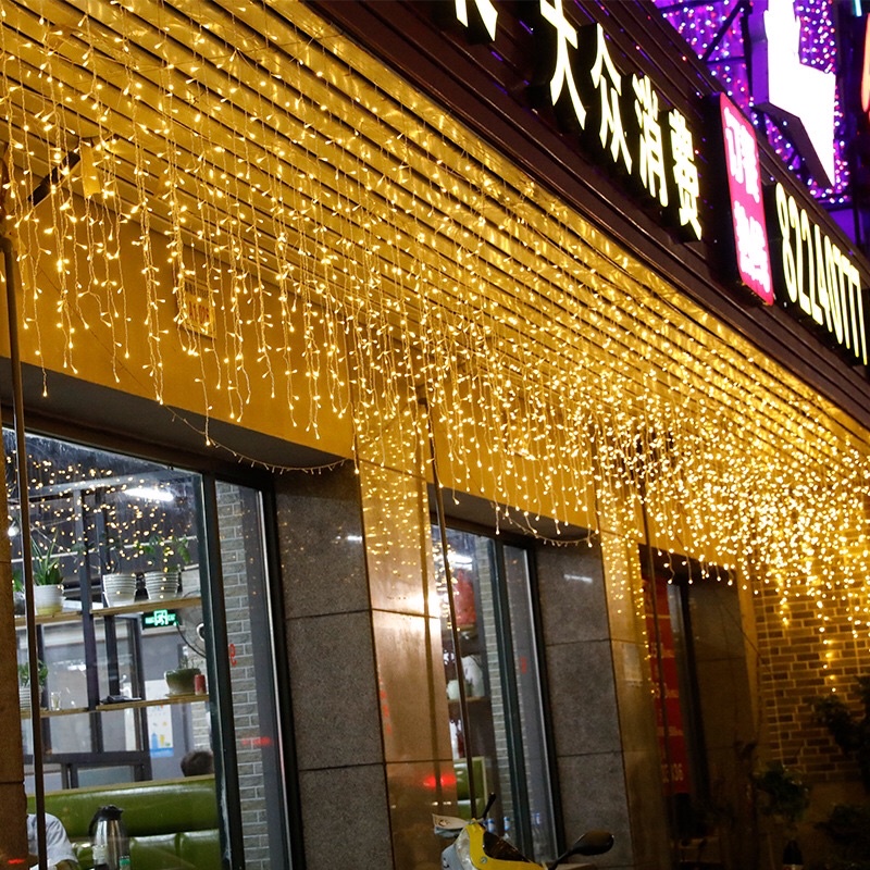 Đèn rèm 12 mét x0,6 mét luôn sáng điểm bóng nháy Huydecor ,Đèn Led rèm , Đèn Nháy rèm led Huydecor