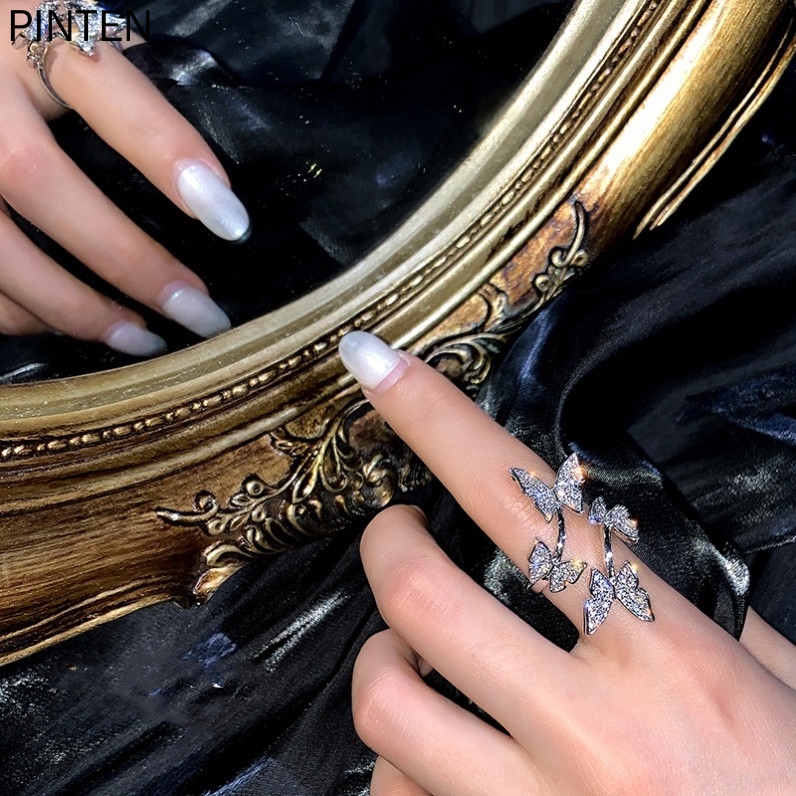 Nhẫn hở đeo tay đính đá hình bướm thời trang cao cấp cho nữ