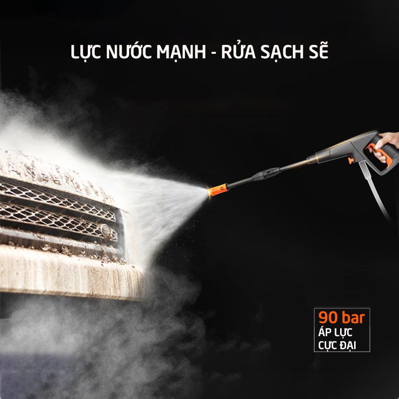 Bộ máy bơm nước rửa xe công suất cao 1200W,ống nước vòi tăng áp lực xịt nhiều chế độ rửa ô tô,nhà điện 220V -C114-MRXCSC