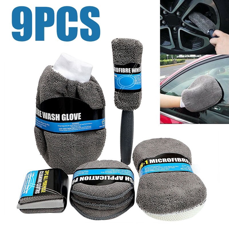 Set 9 Khăn Lau Xe Hơi Mềm Mại Tiện Lợi