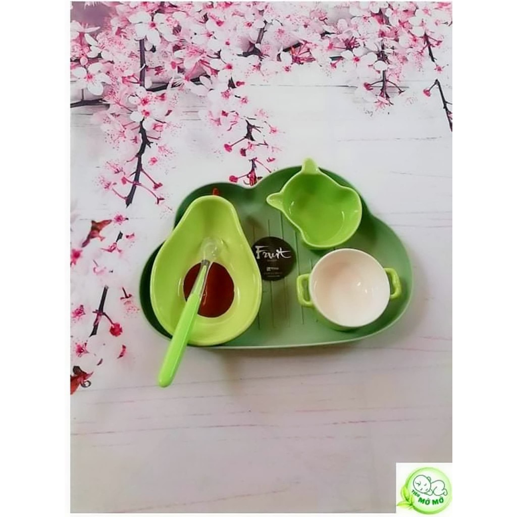Combo - Bộ khay bát ăn dặm gốm sứ hình thù ngộ nghĩnh cho bé