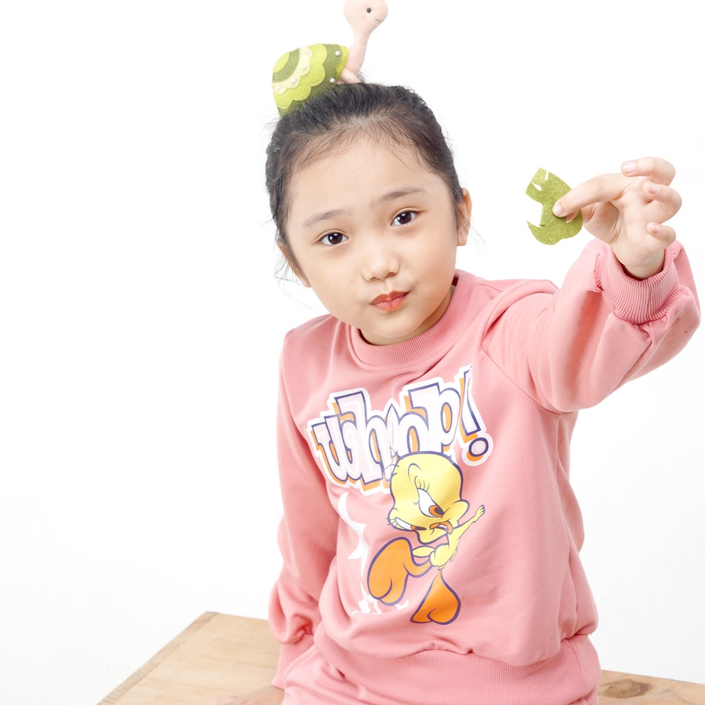 Áo nỉ bé gái SAYME nỉ thu đông cotton da cá mềm mịn dày dặn ấm áp in hoạt hình dễ thương GCSI0013