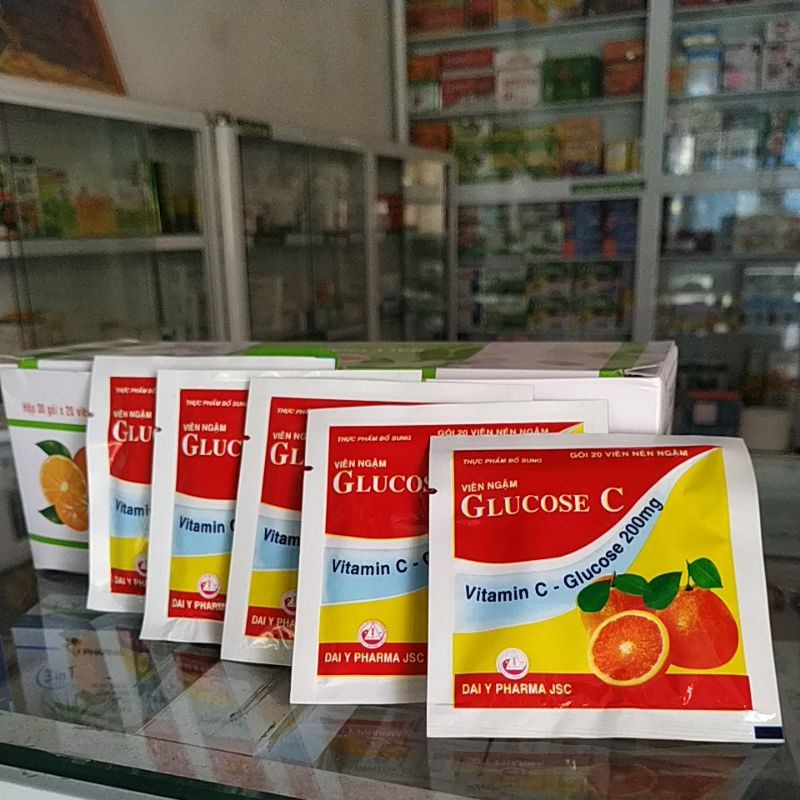 Combo 10gói Viên kẹo ngậm Glucose C 200mg tăng sức đề kháng bền thành mạch
