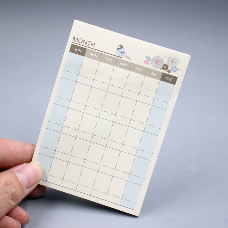 Giấy note giấy ghi chú lên kế hoạch tiến độ tuần tháng thông minh loại lớn kích thước 10,2x7,2cm