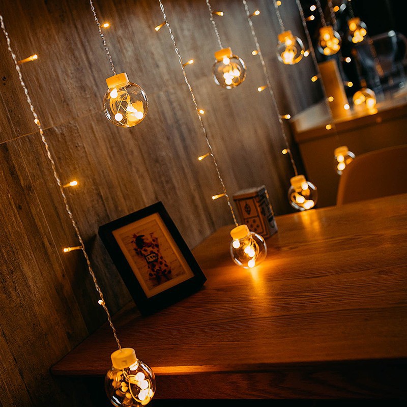 Đèn nháy trang trí Bóng Tròn phong cách Châu âu  Hình Cầu Đường Kính 8 Cm - Đèn Led trang trí tết, sự kiện