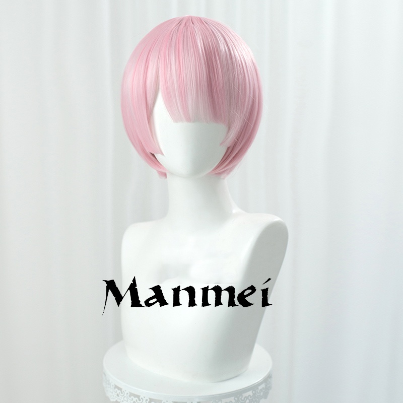 Manmei Anime Life in a Different World from Zero Re Rem Ram Emilia Cosplay Wig Heat Resistant Synthetic Wigs