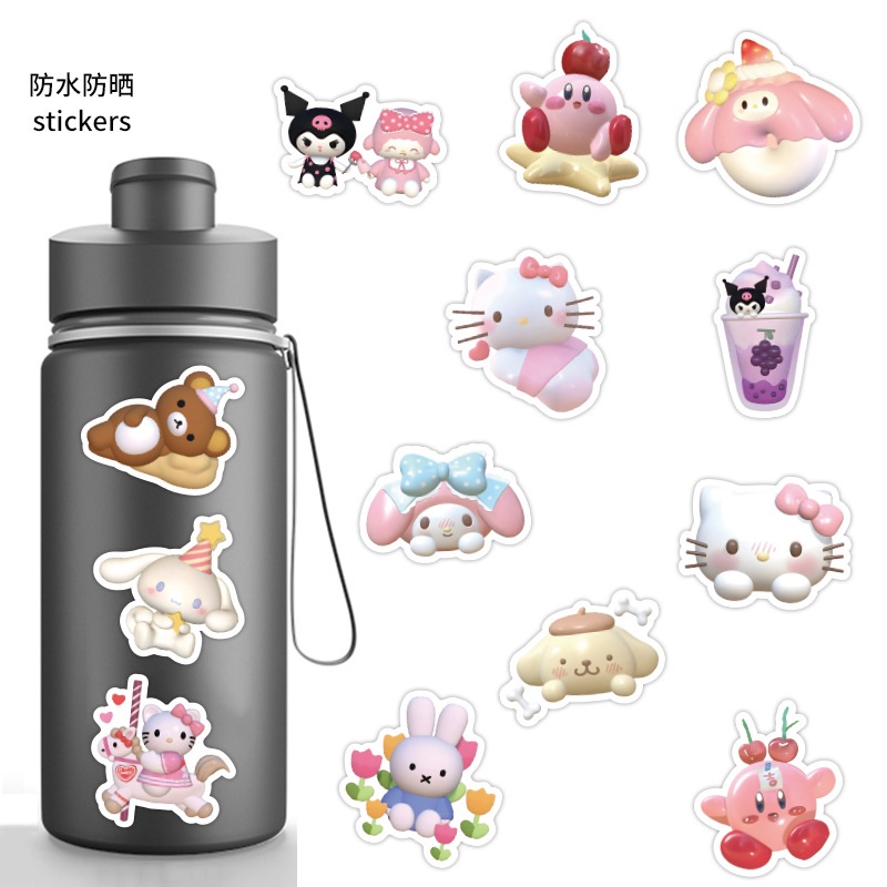 SANRIO Bộ 60 Miếng Dán Chống Thấm Nước Họa Tiết Hoạt Hình Dễ Thương Trang Trí Điện Thoại