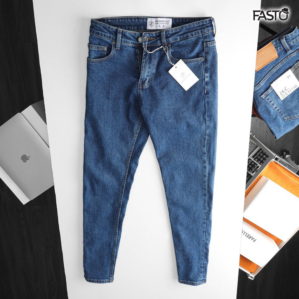 Quần Jean denim Nam cao cấp xanh đá đậm JACOBS & COLE - Thời trang nam FASTO