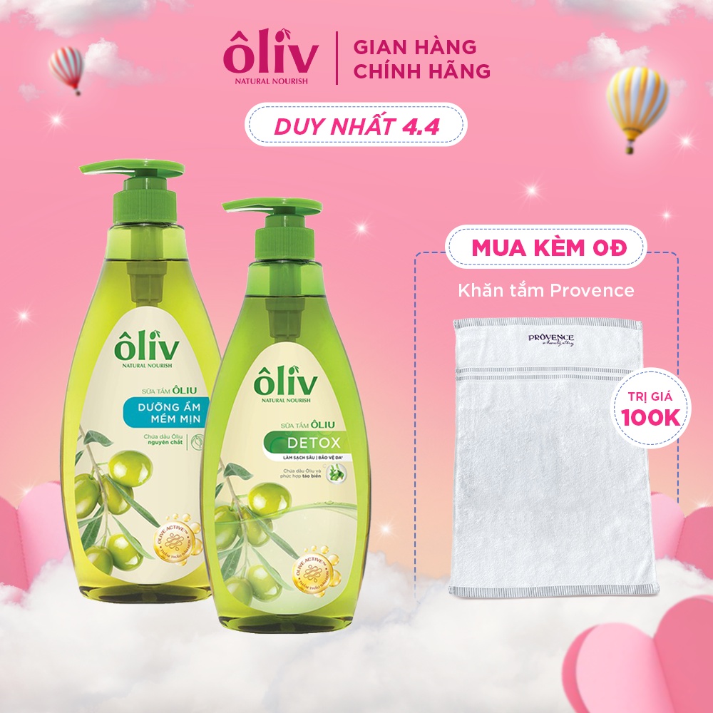 [Mã FMCGMALL -8% đơn 250K] Combo Sữa Tắm Ôliv Mềm mịn 650ml + Sữa Tắm Detox 650ml